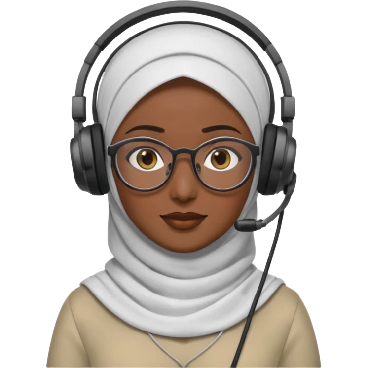dark skin tech hijabie with glasses emoji