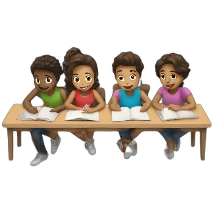 multiple friends studying emoji