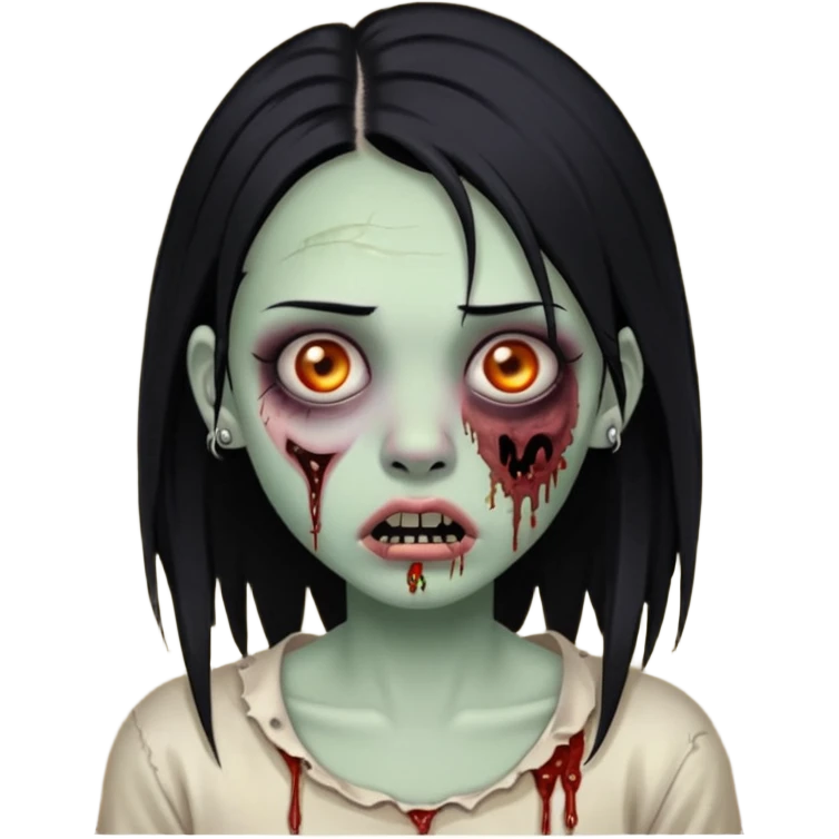 Zombie girl with a septum piercing black hair emoji
