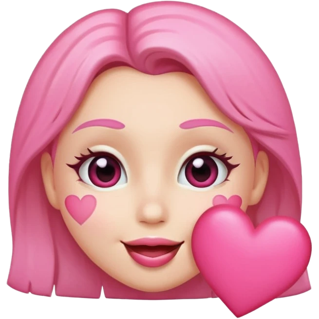 Kiss face with pink heart emoji