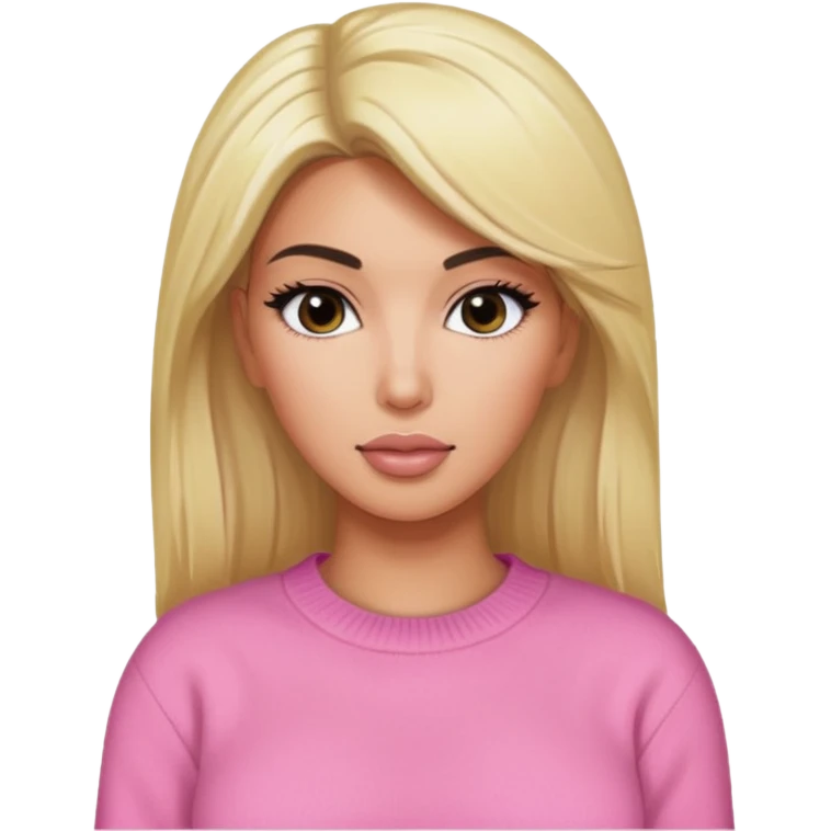 Blonde Kim kardashian with a pink sweater emoji