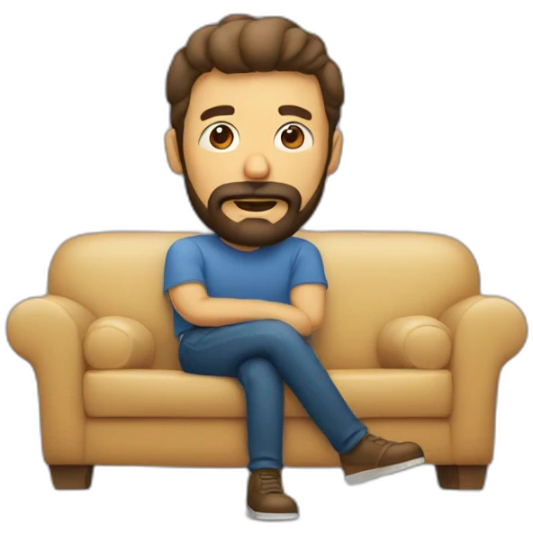 Hombre barba sentado en sofá emoji