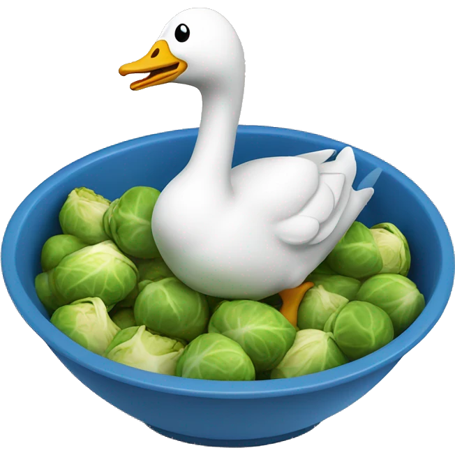 Goose eating a bowl of steaming brussel sprouts  emoji