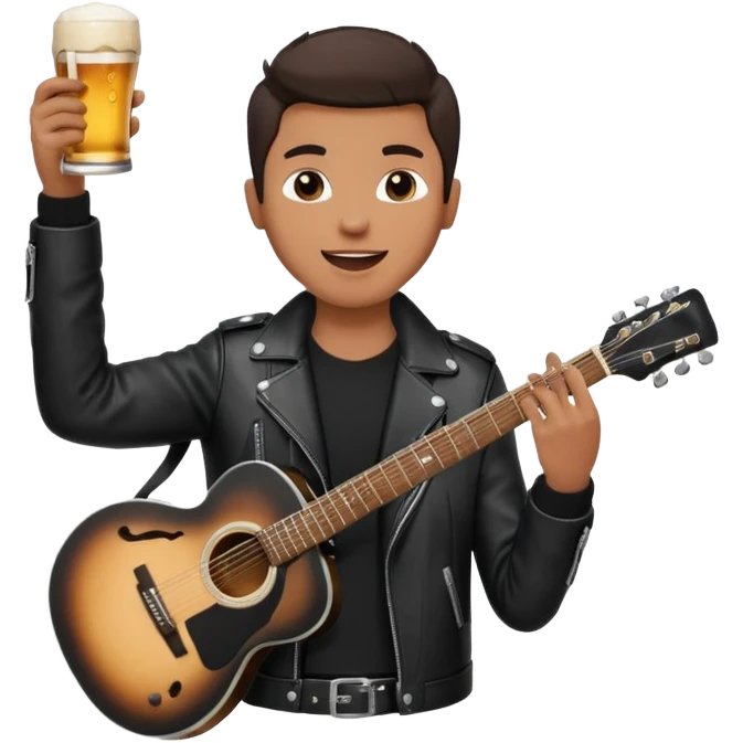 We're creating a quiz for a New Year's Eve team. The idea is that people have to guess which emoji belongs to which person from three emojis. Now it's up to you to make one whole emoji from the following  emojis.  🏍🎸🍻👦 emoji