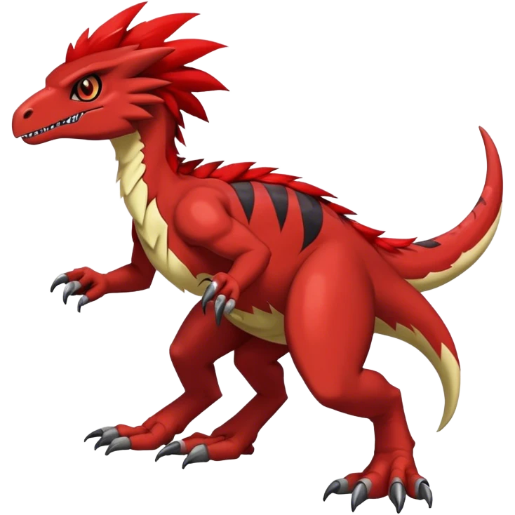 Dark Furry feather-mane Cool Edgy shiny Digimon-Fakemon-Guilmon-Velociraptor-Dinosaur-Drake full body    emoji