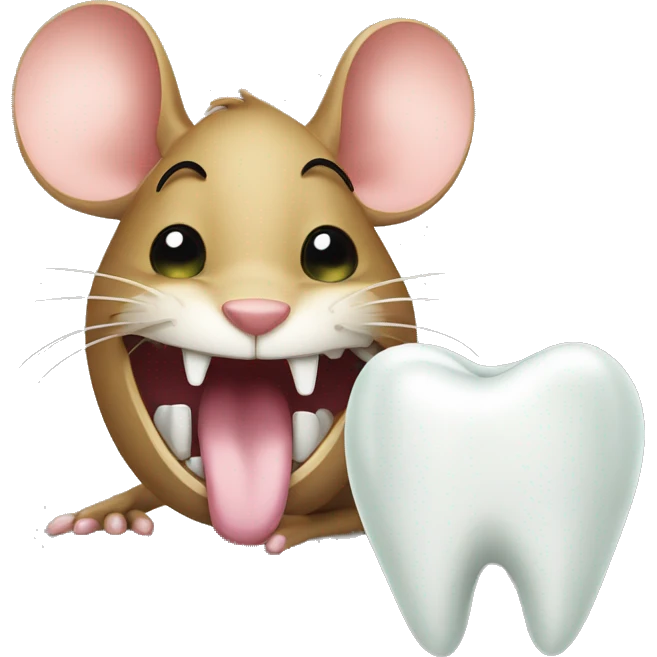 a mouse next to a tooth emoji