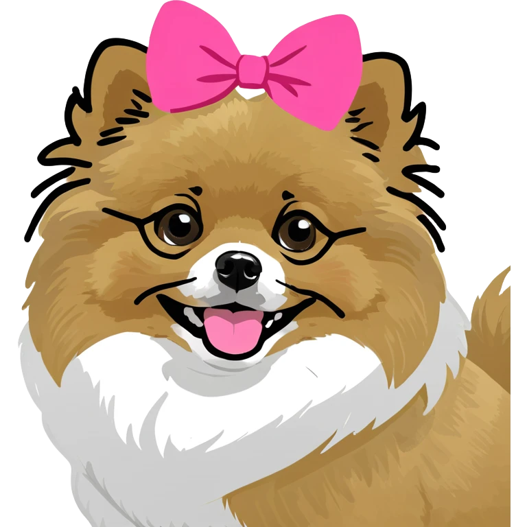 Pomeranian with pink bow  emoji