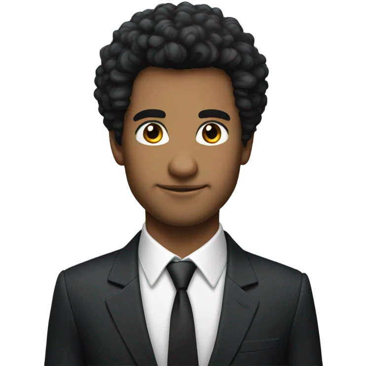 businessman black fluffy hair emoji