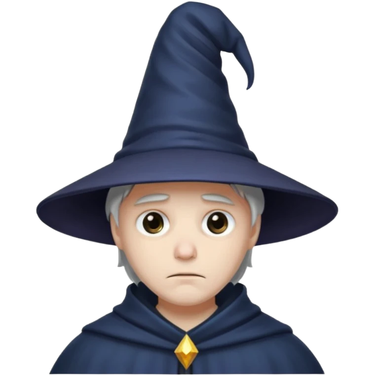 Sad face, wizard hat, dark style emoji