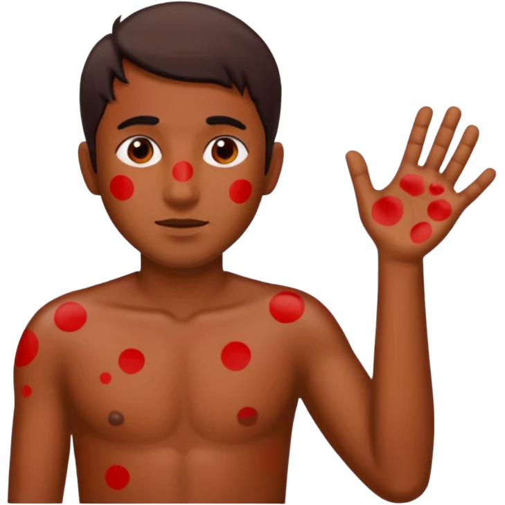 A boy named Sameer, itching and have red spots all over the body emoji