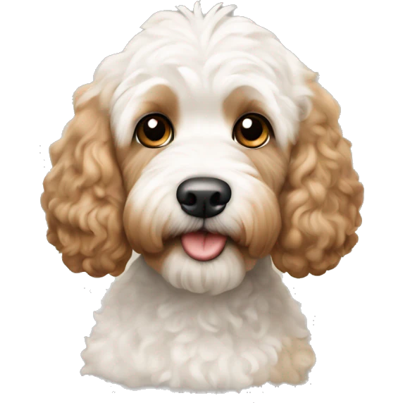 white and light brown cockapoo  emoji