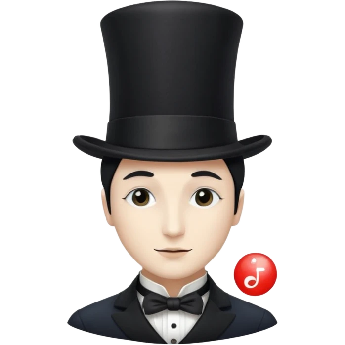 a french magician with a yin yang face and a closed eye type, and a top hat emoji