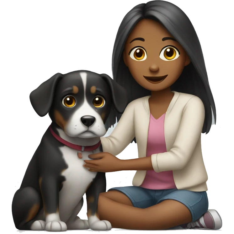 Girl sitting with a dog emoji