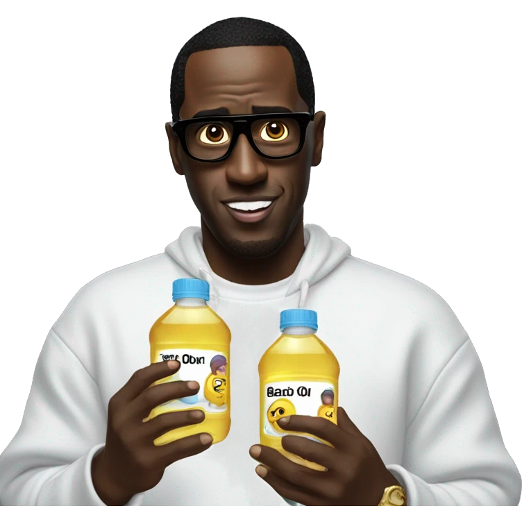 Sean Diddy Combs holding bottles of baby oil emoji