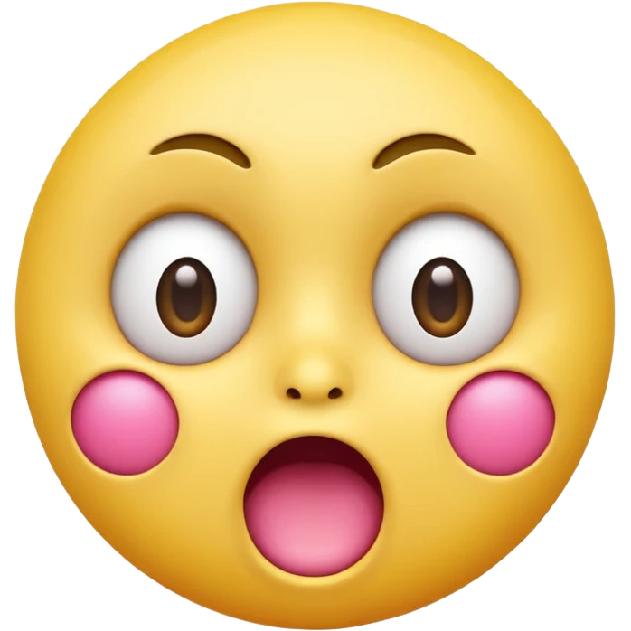 A 3D glossy yellow emoji face with a horrified expression, only large wide-open eyes, wide-open mouth, raised eyebrows, no nose, no ears, hands against its pink cheeks, vector style, black background, high quality, soft studio lighting emoji