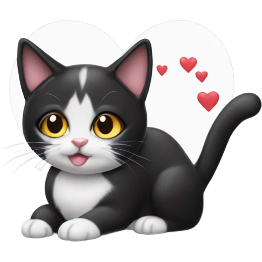 Tuxedo cat eye blowing heart kiss emoji