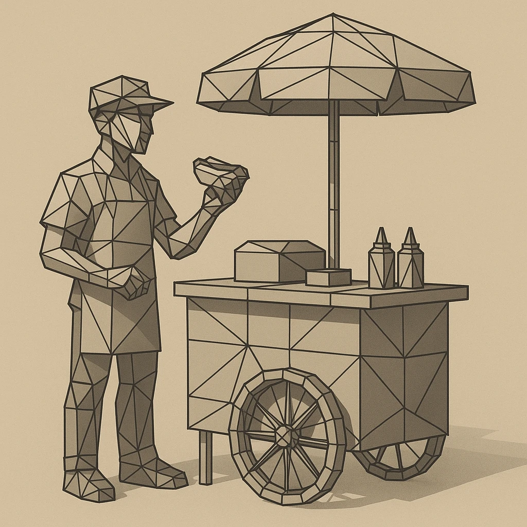 hotdog seller in New York with cart emoji