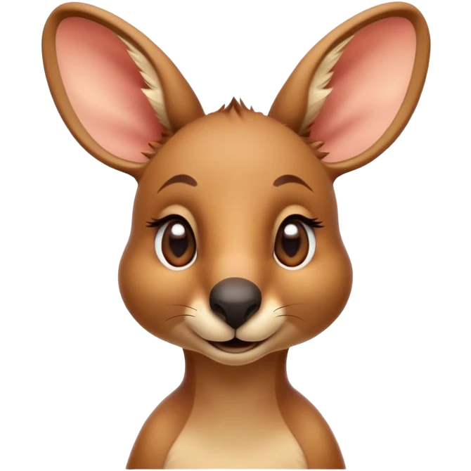 Cinematic Realistic Cute Kangaroo Portrait Emoji, Head tilted playfully and inquisitively, featuring a compact, agile build with soft, warm tawny fur and a characteristically endearing face with bright, curious eyes and perky ears, rendered with lifelike detail and natural highlights, high shine, affectionate and spirited, styled with a touch of outback whimsy, soft glowing outline, capturing the essence of a mischievous yet lovable kangaroo that seems poised to hop playfully into your arms! emoji