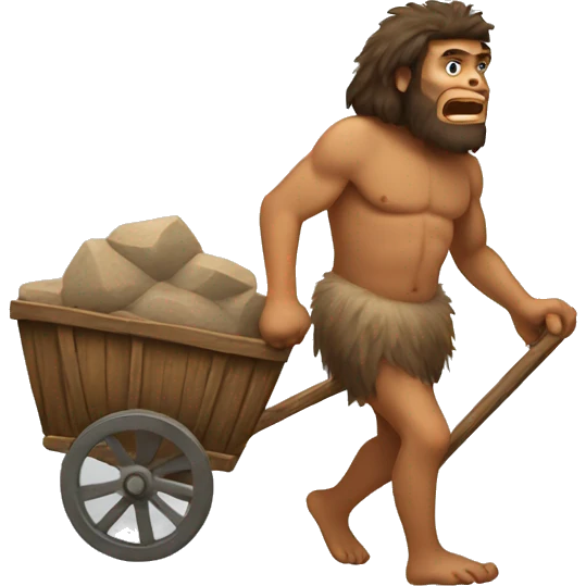 caveman pulling cart  emoji