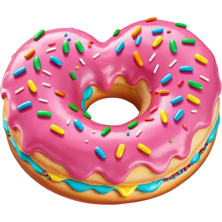 Realistic isolated heart shaped donut with pale pink frosting. emoji