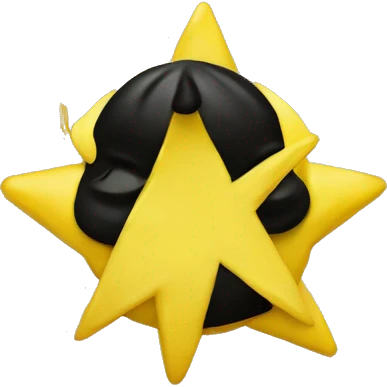 Yellow circke with black star in the middle emoji