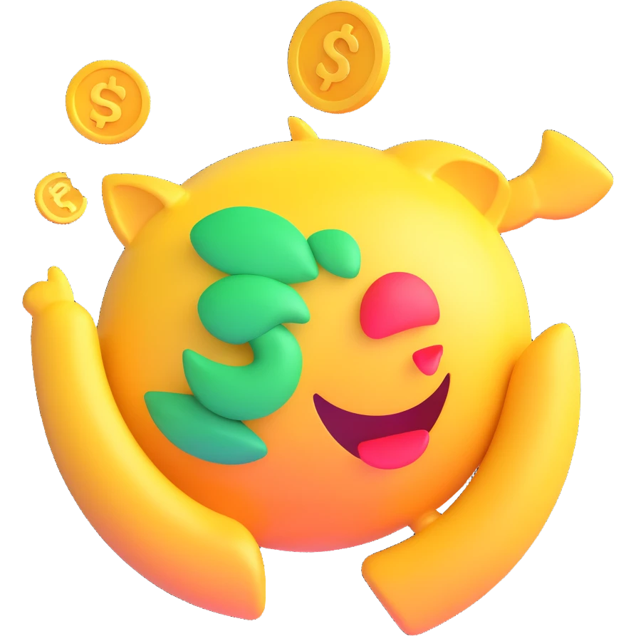 money, 3D emoji style, shiny, smooth, vibrant emoji