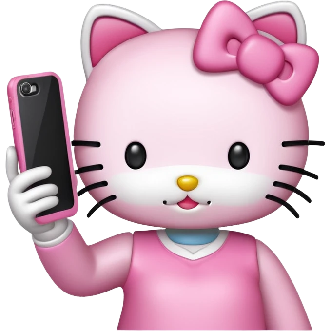 Hello Kitty holding smartphone, doing selfie. emoji
