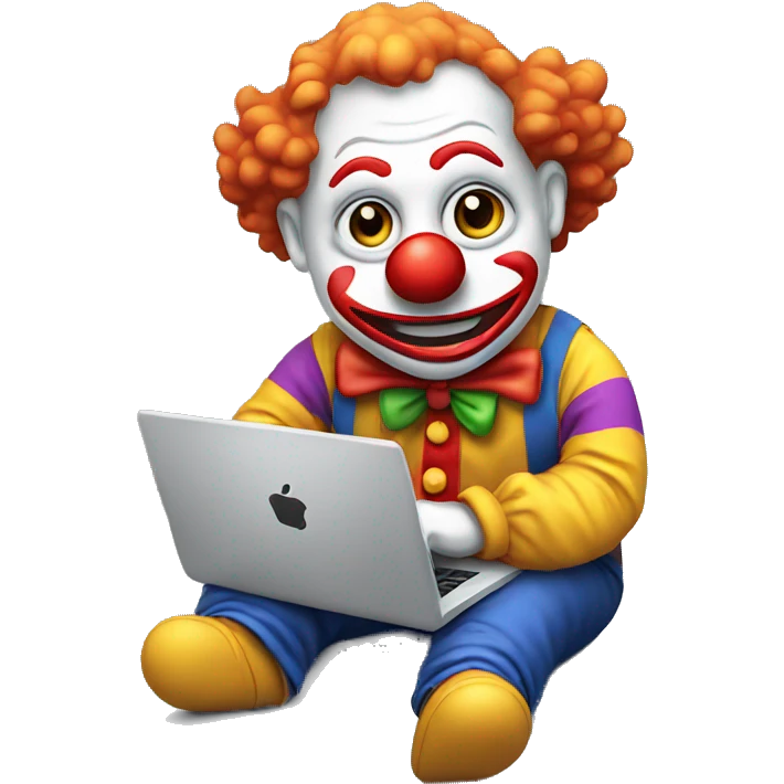 clown working on laptop emoji