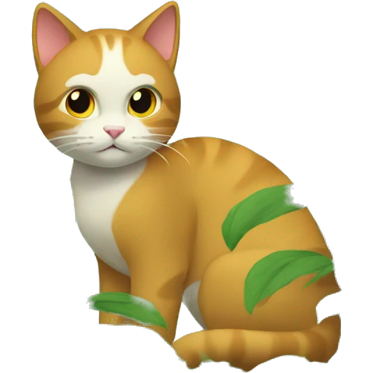 The cat is crouching in the bushes emoji