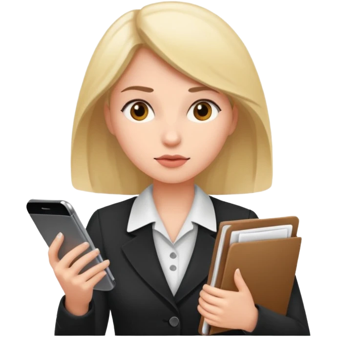 same woman but leaving documents to phone emoji