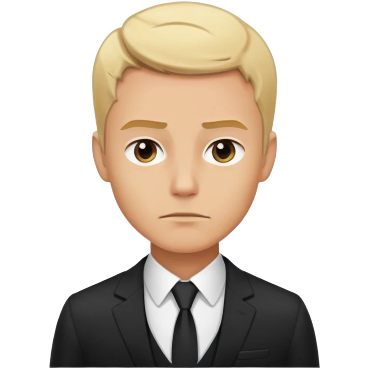 Man with stern expression, short blonde hair, strong jawline, wearing a suit emoji