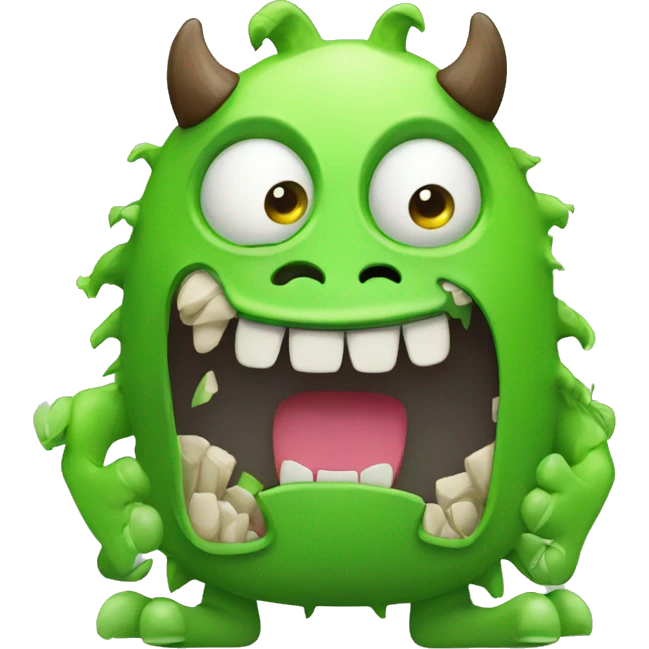 a funny moster in green colours with an open mouth as if he is fed by different documents such as word, excel, pdf, pptx emoji