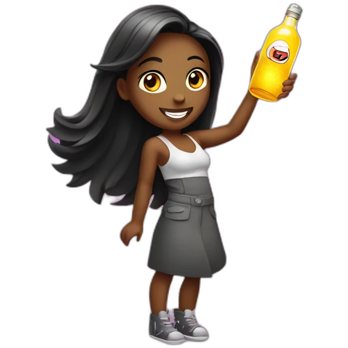 Bottle girl in nightclub holding a lit up sign emoji
