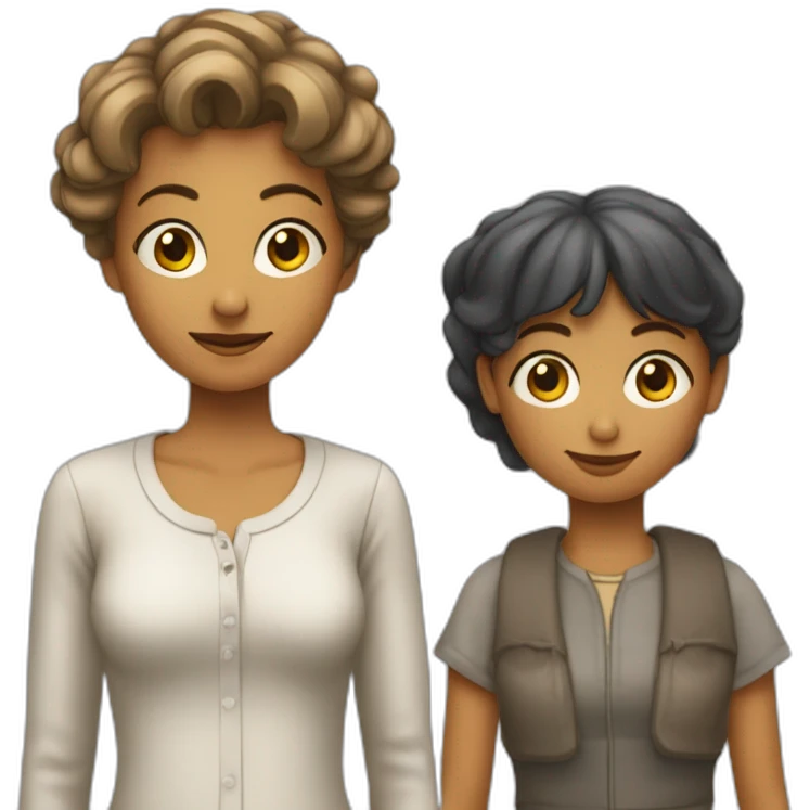 femme toute petite avec un garçon a côté d'elle plus grand qu'elle emoji