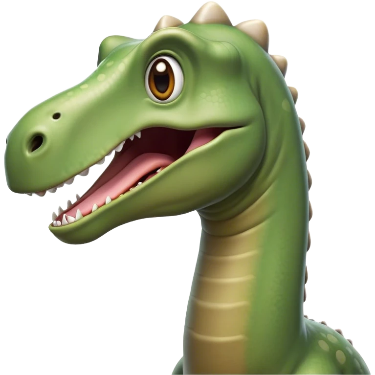 Cinematic Comical Brontosaurus Portrait Emoji, Head tilted dramatically with an exaggeratedly shocked expression, featuring a towering, robust body with a long, graceful neck and wide, comically expressive eyes full of playful disbelief, Simplified yet hilariously expressive features, highly detailed, glowing with a slightly sassy ancient glow, high shine, dramatic yet playful, stylized with an air of cheeky dinosaur mischief, soft glowing outline, capturing the essence of a meme-worthy Brontosaurus that looks ready to lumber its way into viral fame! emoji