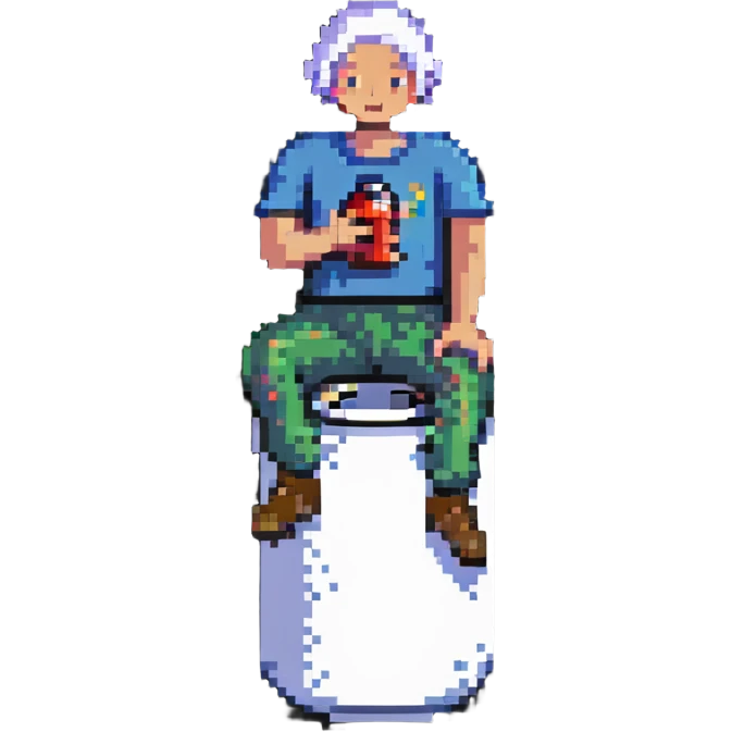 man sitting on a can, can bursting emoji