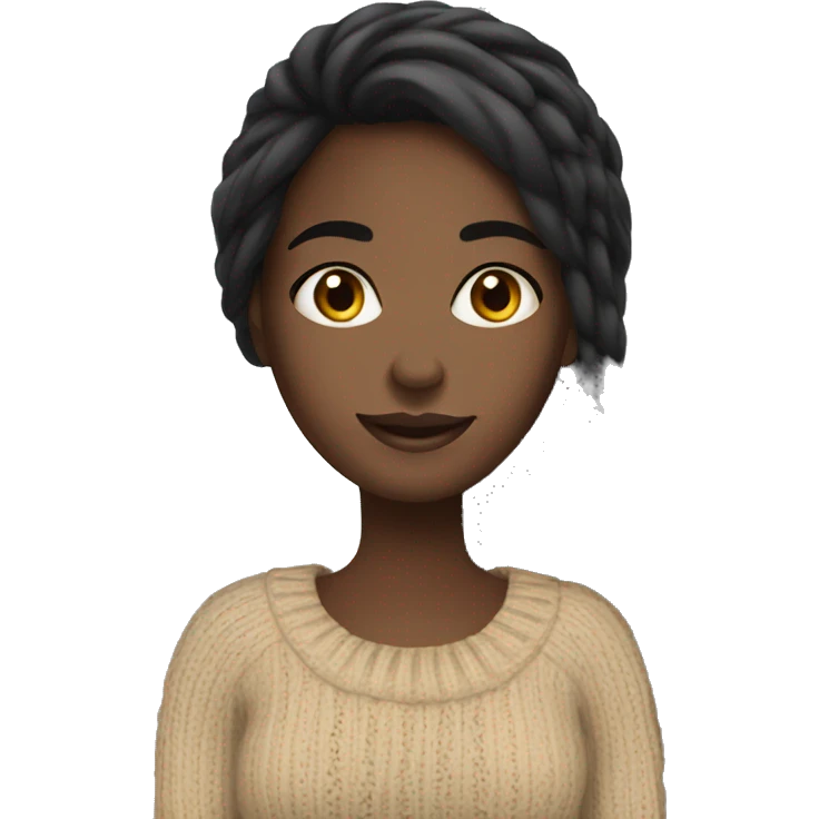 Black girl with long straight black hair wearing a knit sweater emoji