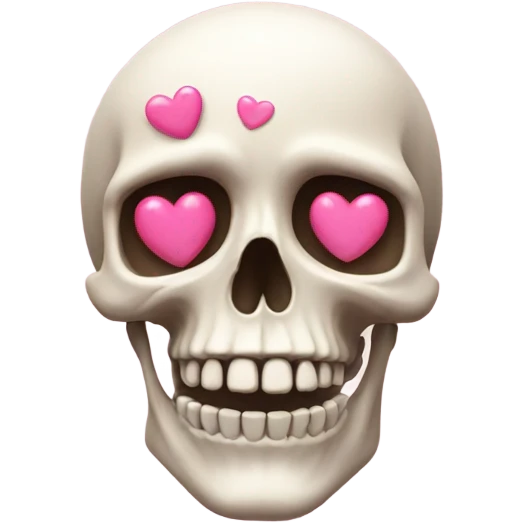 Skeleton head with pink hearts  emoji