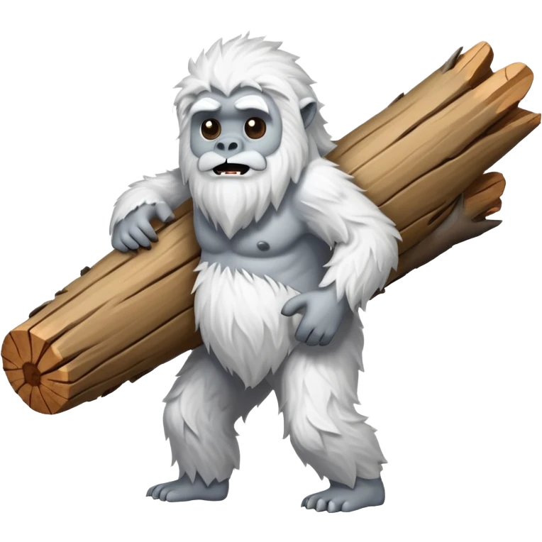 yeti, carrying a big wood emoji