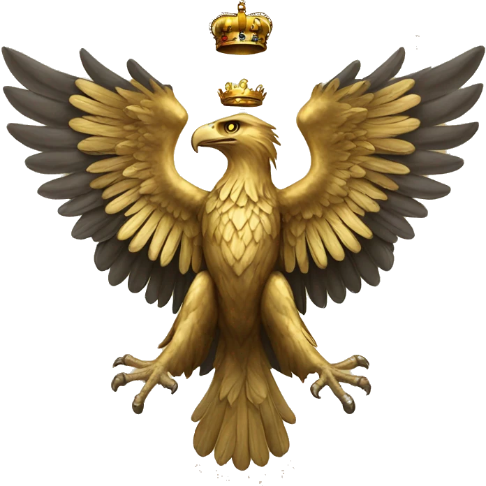 Golden double headed eagle with crown emoji