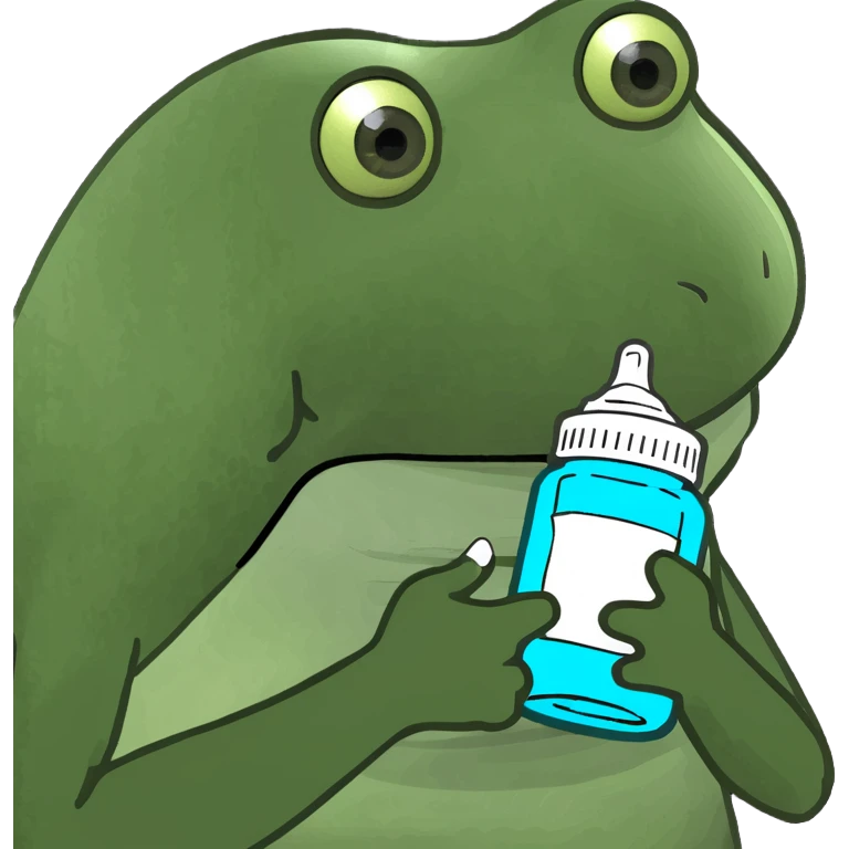 bufo frog meme style holding a pill bottle, pharmacology theme emoji