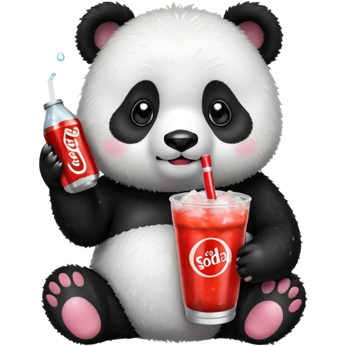 Panda whit a soda called soda pop emoji