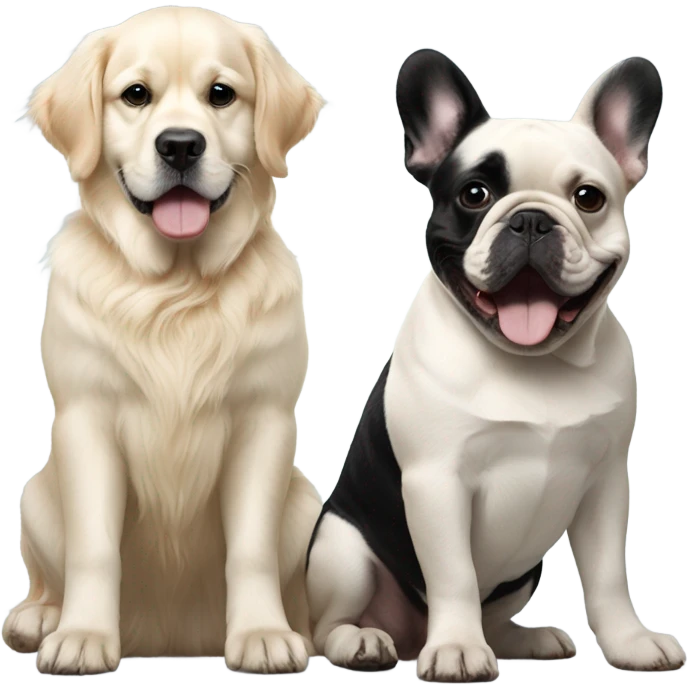 English cream golden retriever and an oreo colored frenchie as best friends emoji