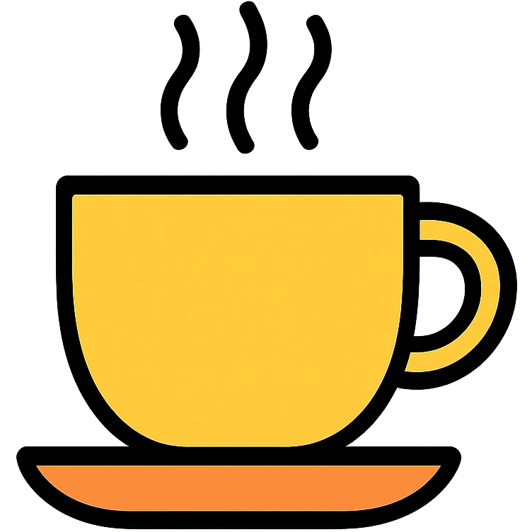simple coffee cup icon with steam emoji