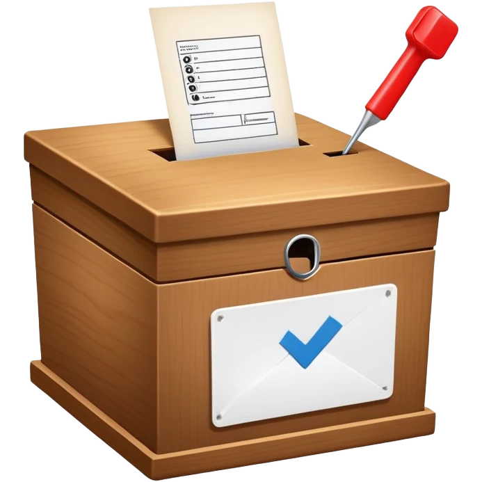 ballot box with voting slip being inserted emoji