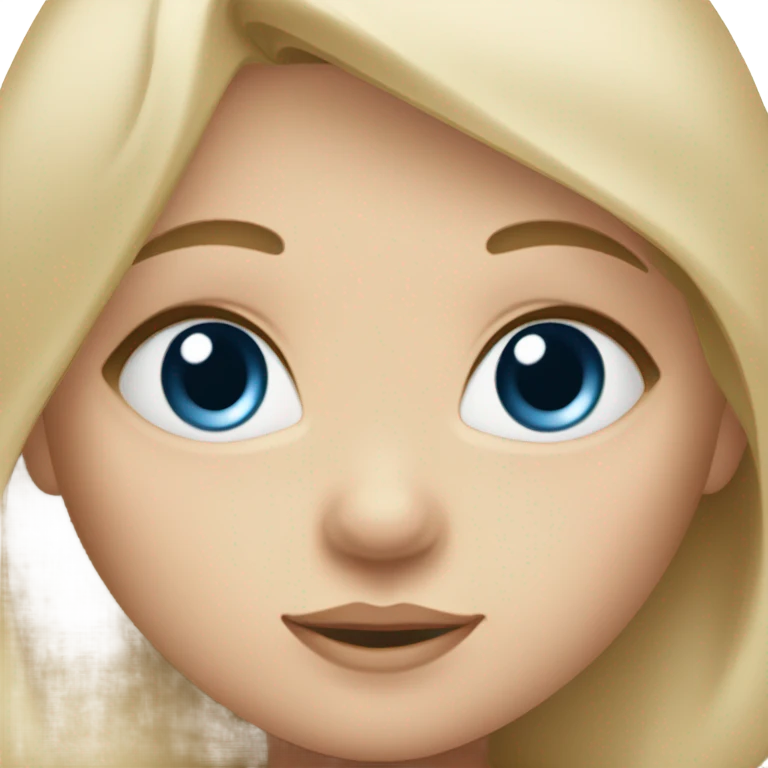 baby girl with blue eyes blonde in beige bodysuit  emoji