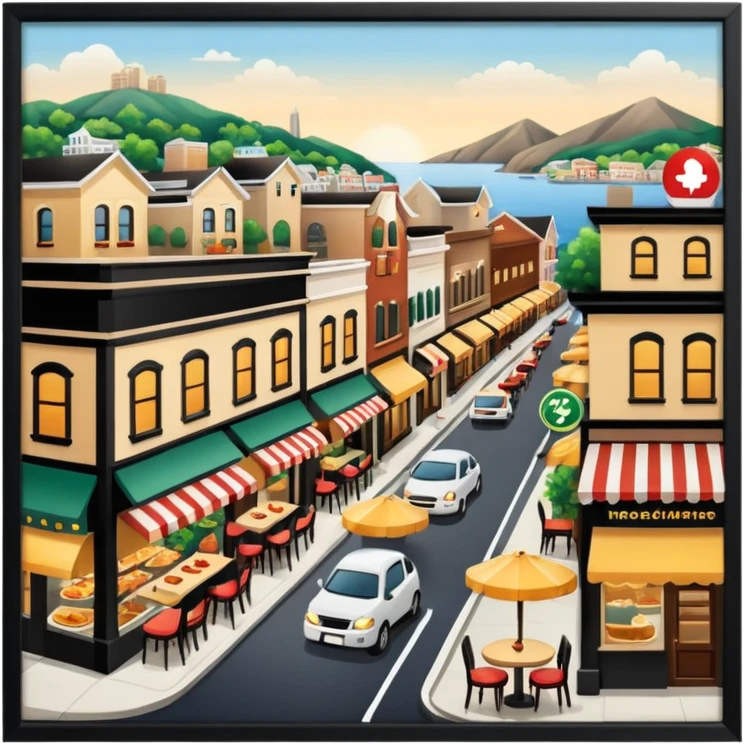 Hometown with many restaurants emoji