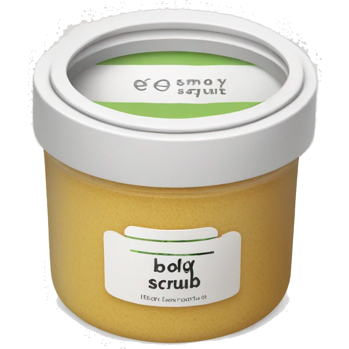 body scrub pot with label emoji