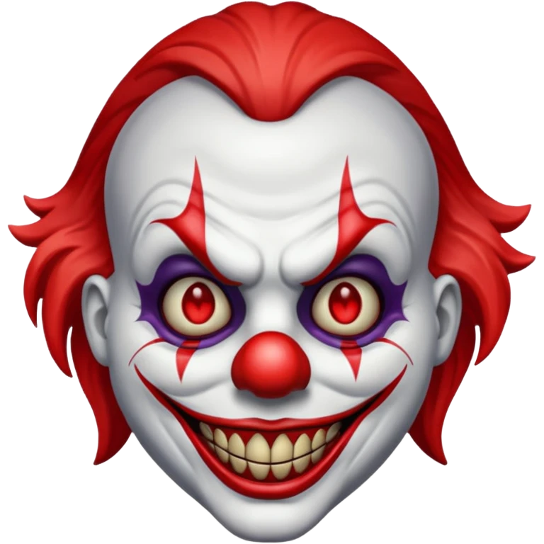 evil clown with shadowy face and red eyes emoji