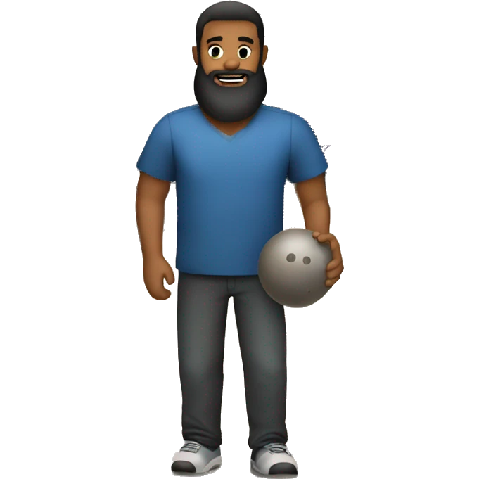 Rotund Bearded man bowling, dark beard  emoji